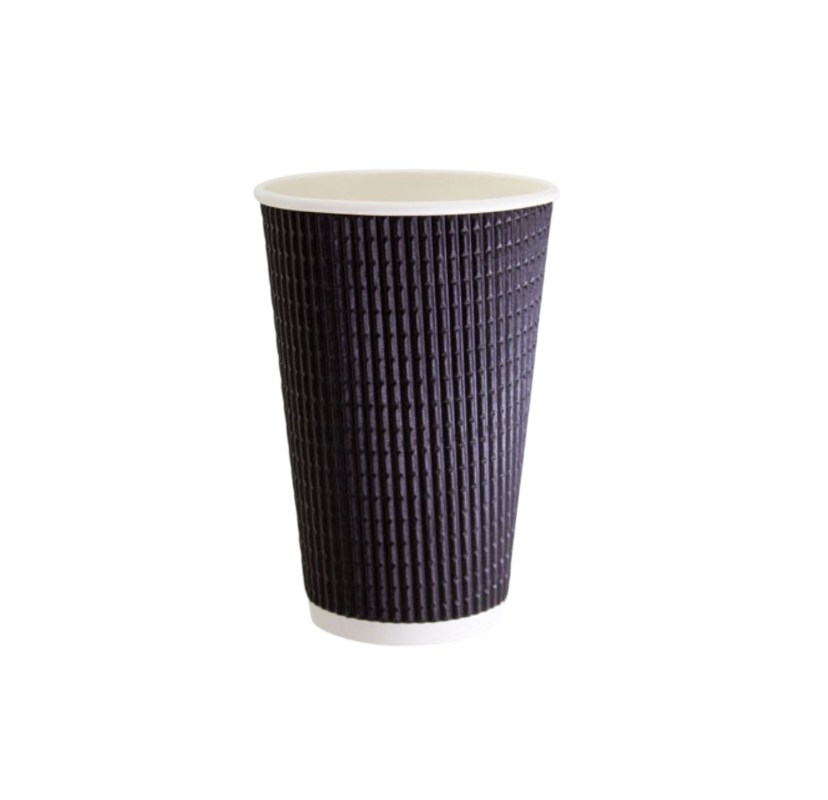 16Oz Charcoal Triple Wall Corrugated Hot Coffee Cups 475Ml With Black Lids