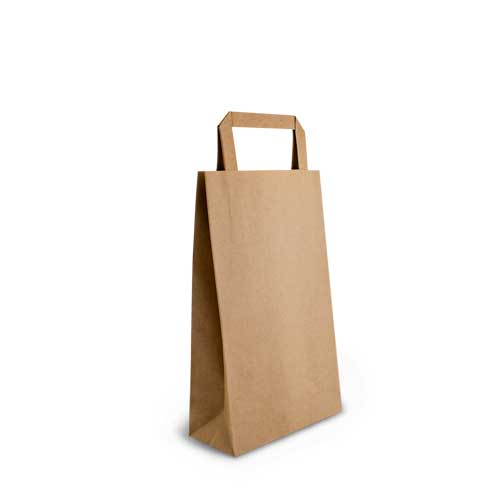 Brown Kraft Flat Handle Paper Bags Size 265mm Length