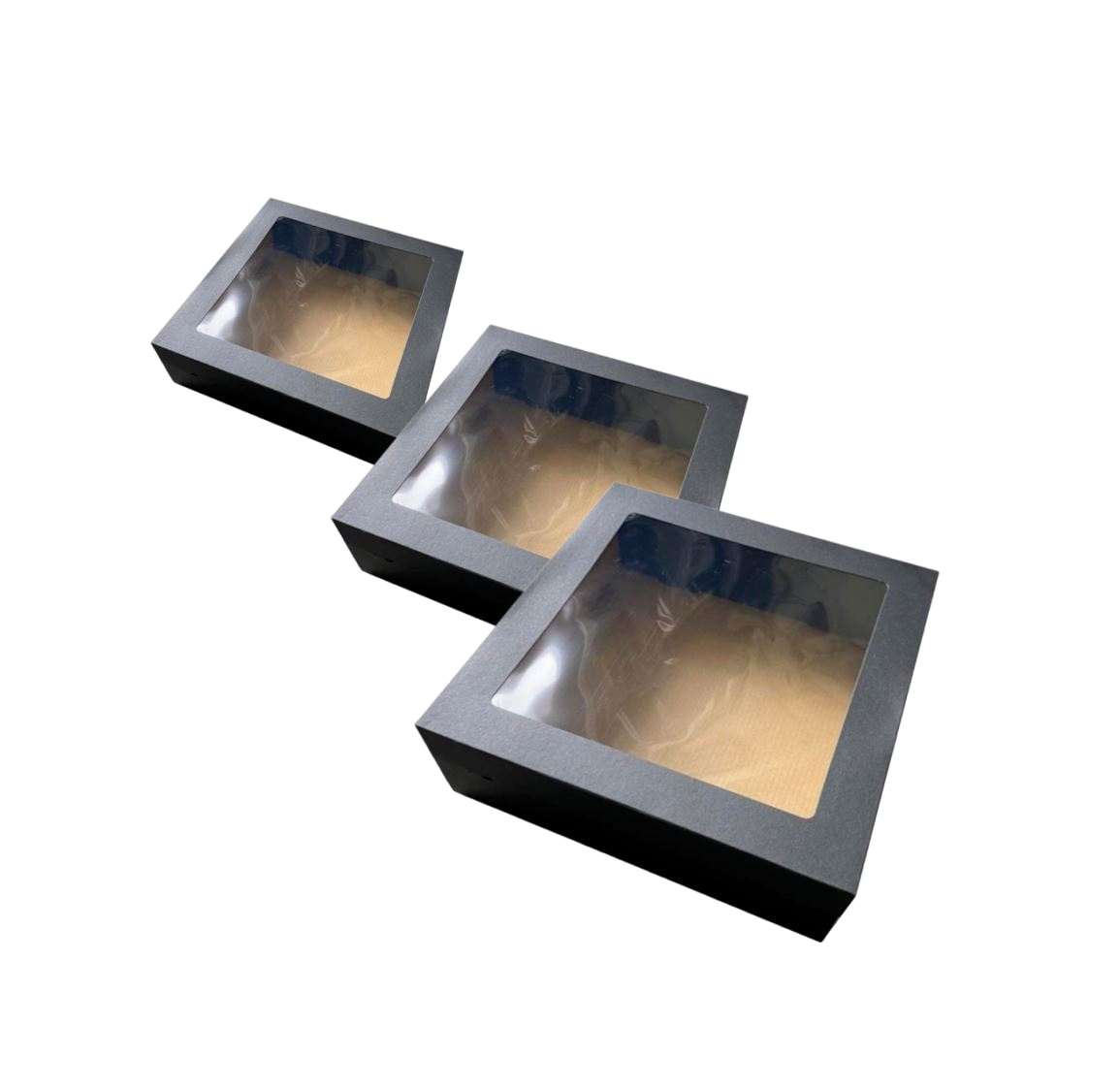 Large Black Kraft Disposable Catering Grazing Boxes Trays With Lids