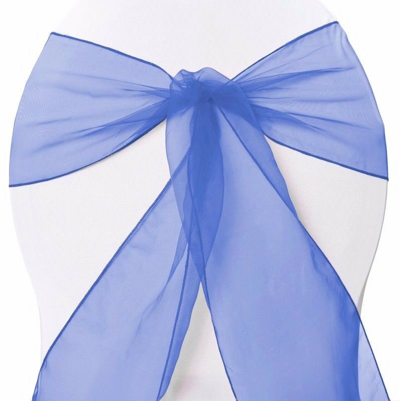 New Organza Bows Chair Sashes Wedding Engagement Royal Blue Seat Bow