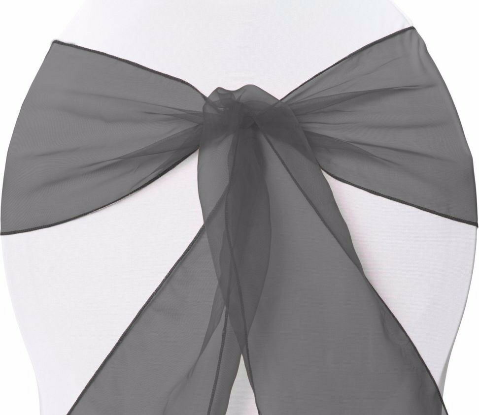 New Organza Bows Chair Sashes Wedding Engagement  Black Seat Bow