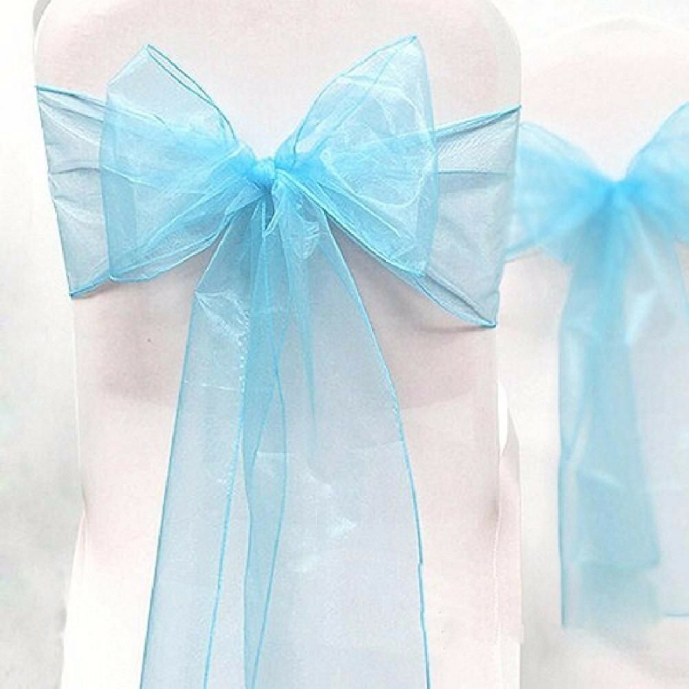 New Organza Bows Chair Sashes Wedding Engagement  Light Blue Seat Bow