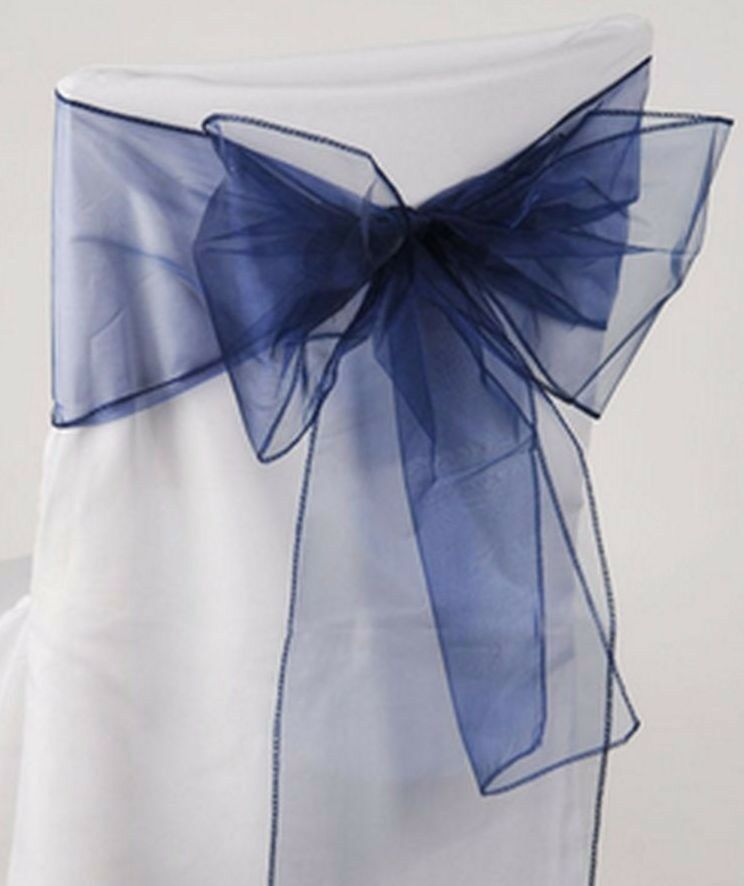 New Organza Bows Chair Sashes Wedding Engagement Navy Seat Bow