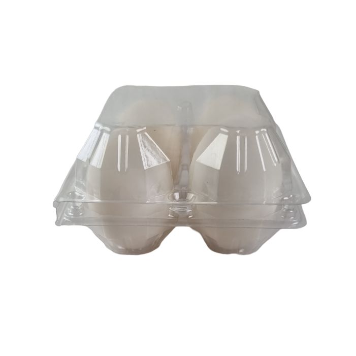 4-Egg Large Plastic Duck Egg Cartons - Clear Flat Top Carton