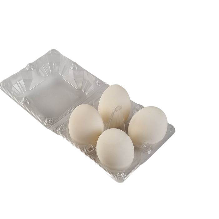 4-Egg Large Plastic Duck Egg Cartons - Clear Flat Top Carton