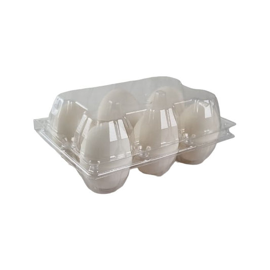 6-Egg Large Plastic Duck Egg Cartons - Clear Flat Top Carton