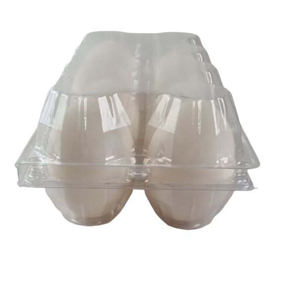 8-Egg Large Plastic Duck Egg Cartons - Clear Flat Top Carton