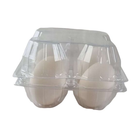 4-Egg Extra Large Plastic Goose Egg Cartons - Clear Flat Top Carton