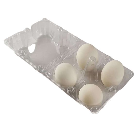 4-Egg Extra Large Plastic Goose Egg Cartons - Clear Flat Top Carton