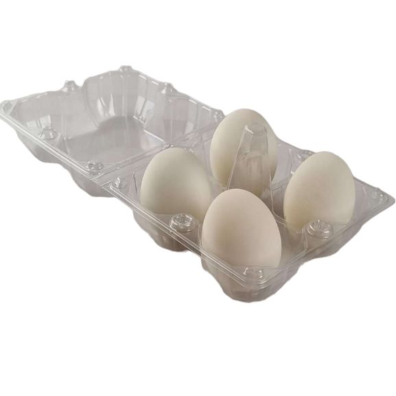 4-Egg Extra Large Plastic Goose Egg Cartons - Clear Flat Top Carton