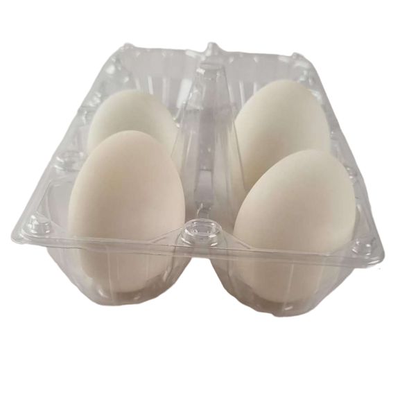 4-Egg Extra Large Plastic Goose Egg Cartons - Clear Flat Top Carton