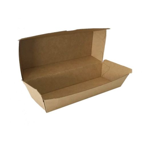 Kraft Brown Disposable Hot Dog Boxes Bulk Takeaway Party Box