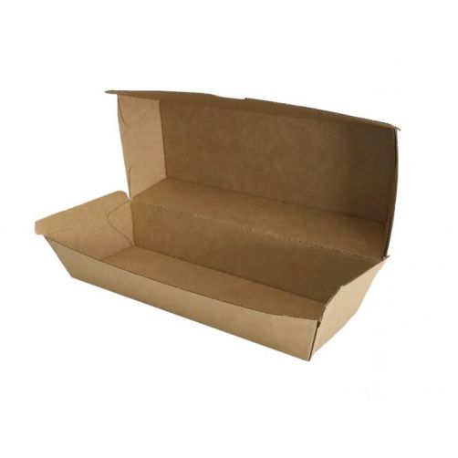 Kraft Brown Disposable Hot Dog Boxes Bulk Takeaway Party Box