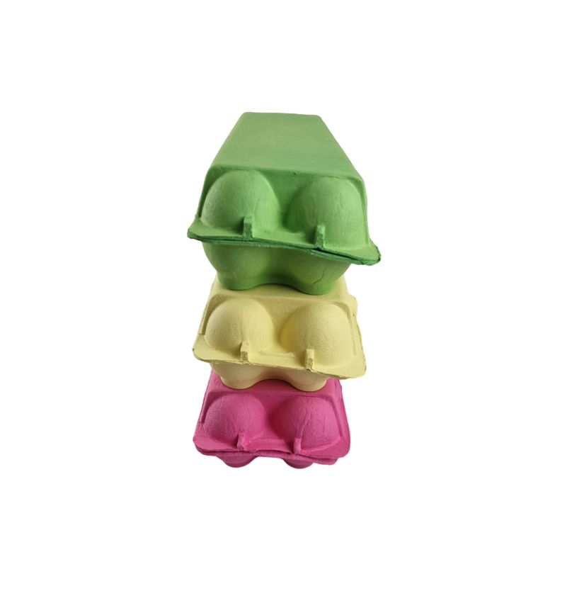 12-Egg Cartons For Full Dozen Eggs – Multicoloured Trio: Hot Pink/Yellow/Light Green Flat Top Carton