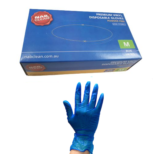 Premium Vinyl Disposable Gloves Blue Powdered Powder Free Medium