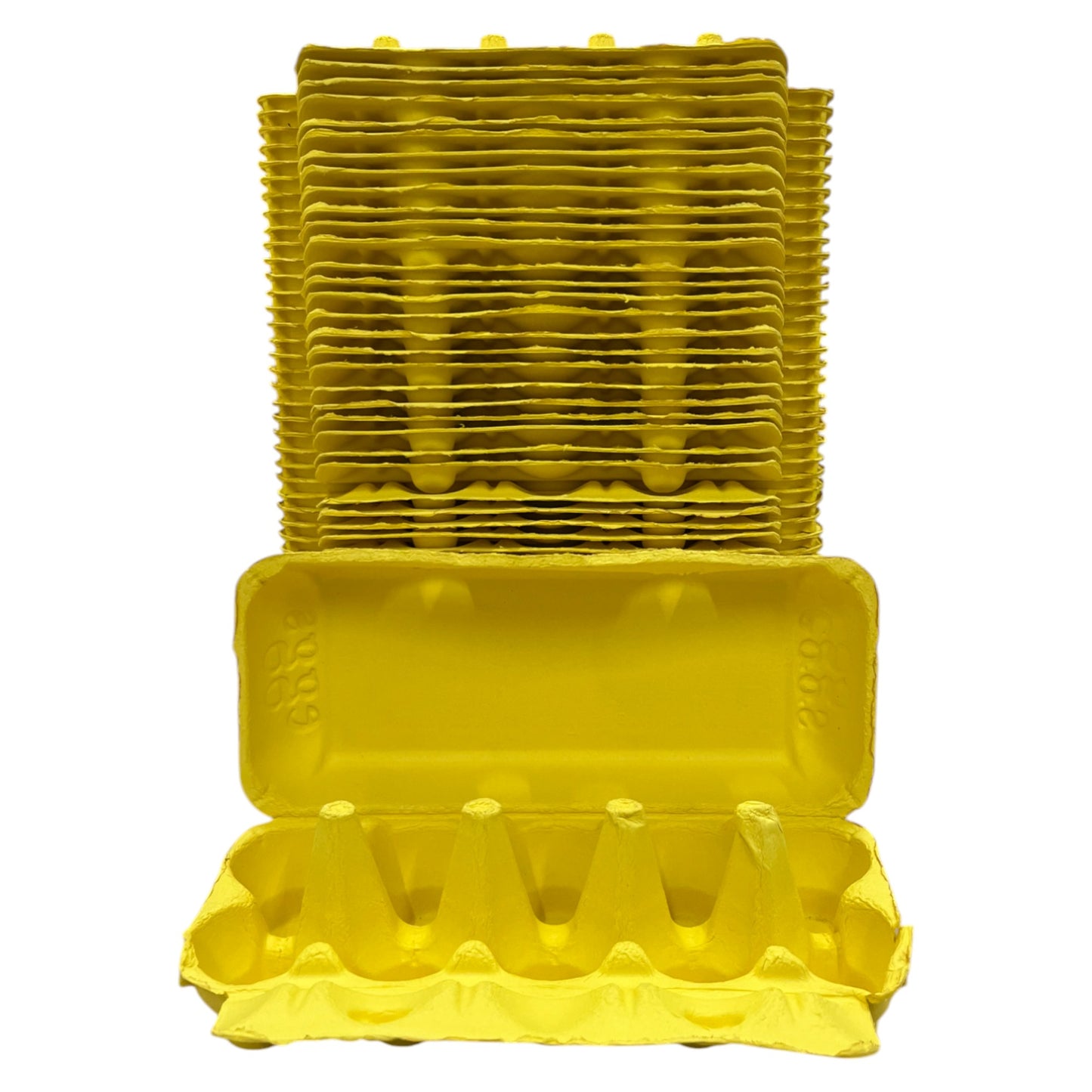 10-Egg King Size Egg Cartons For Large Eggs - Yellow Flat Top Carton