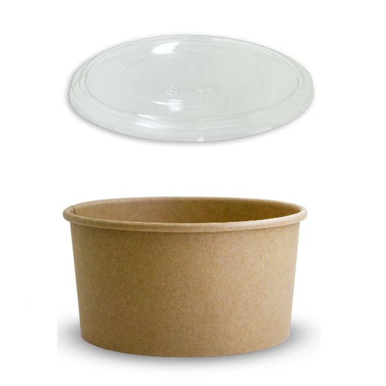 Brown Kraft Paper Food Bowls And Lids 1000Ml