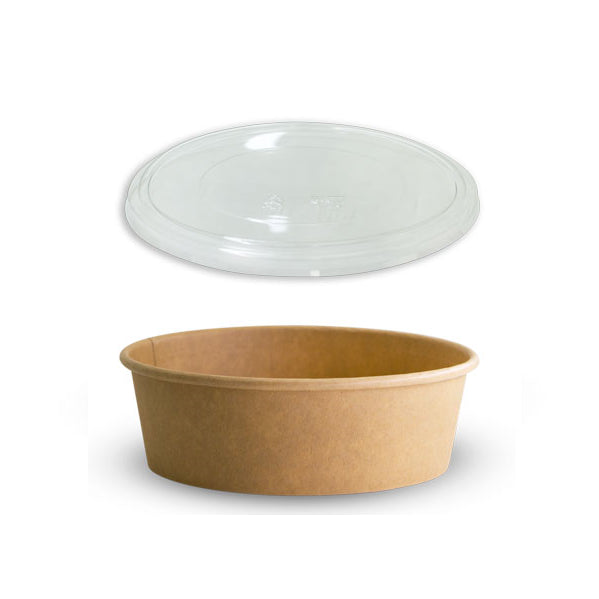 Brown Kraft Paper Food Bowls And Lids 500Ml