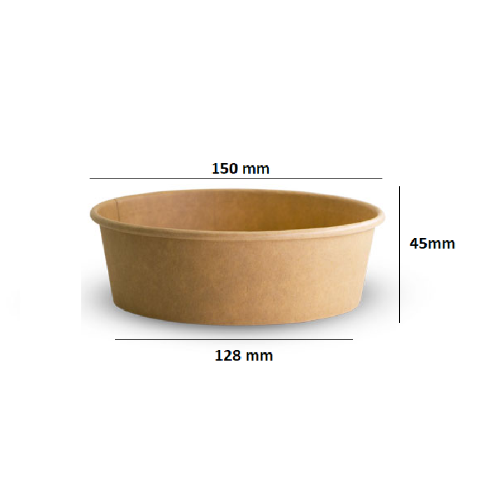 Brown Kraft Paper Food Bowls And Lids 500Ml