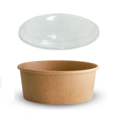 Brown Kraft Paper Food Bowls And Lids 750Ml