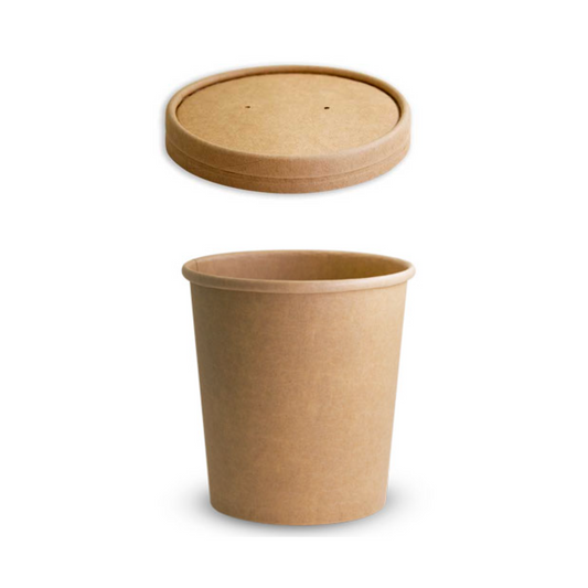 Brown Kraft Paper Food Containers And Lids - Small 16Oz