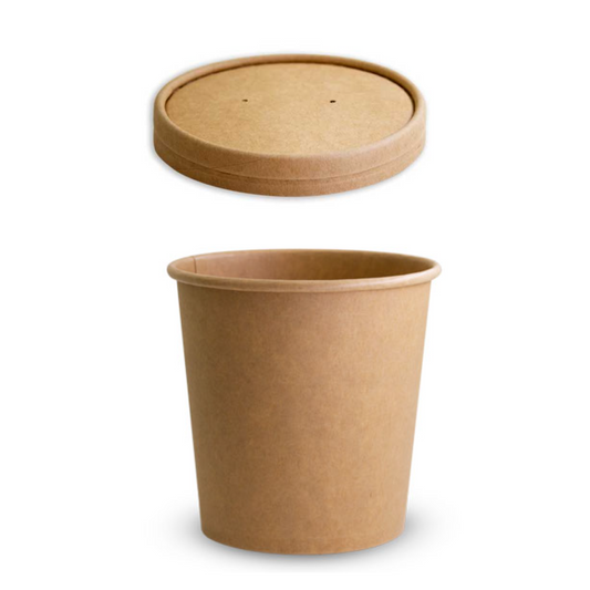 Brown Kraft Paper Food Containers And Lids - Medium 26Oz