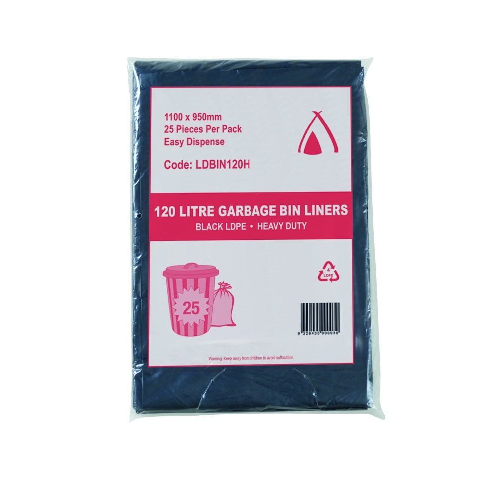 120L Black Garbage Binliners Ldpe Heavy Duty Bin Liners Commercial Bags