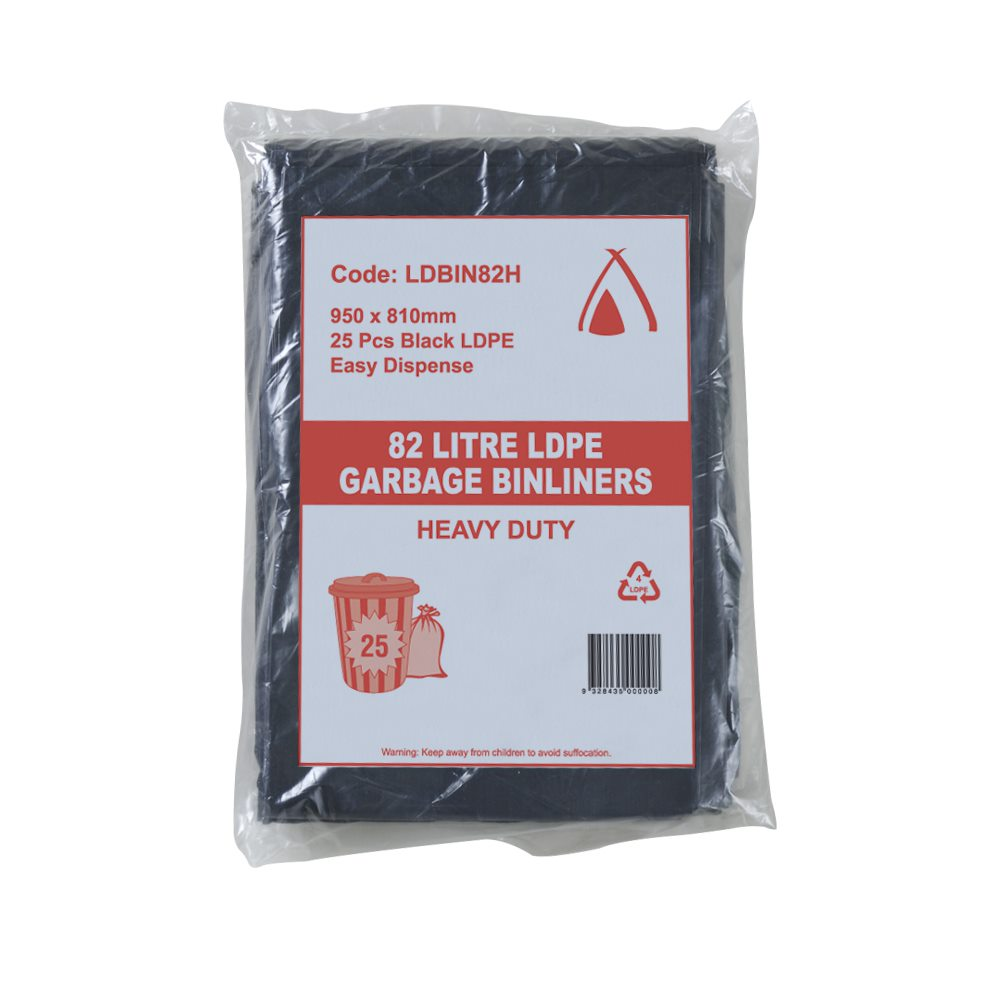 82L Black Garbage Binliners Ldpe Heavy Duty Bin Liners Commercial Bags