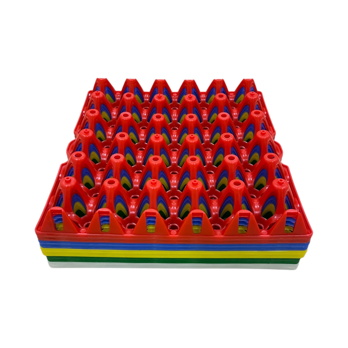 30-Egg Fillers - Multicoloured 30 Cell Plastic Pocket Trays For Eggs