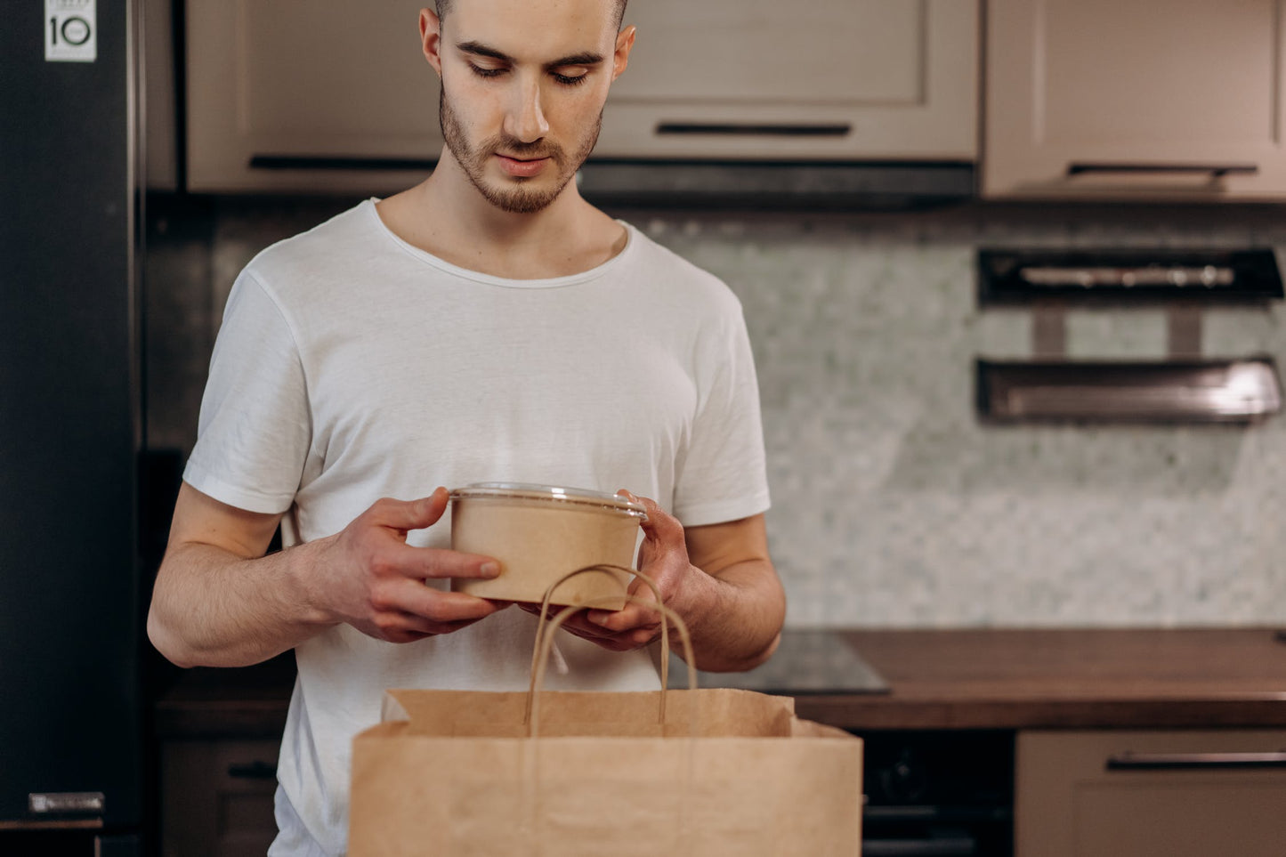 Brown Kraft Paper Food Bowls And Lids 500Ml