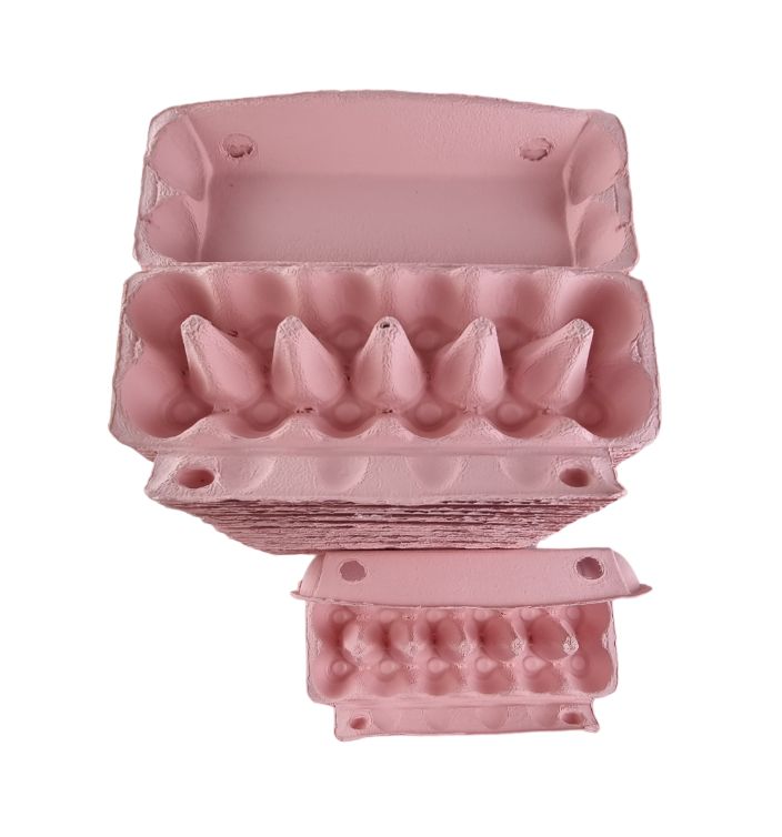 12-Egg Cartons For Full Dozen Eggs - Pink Flat Top Carton