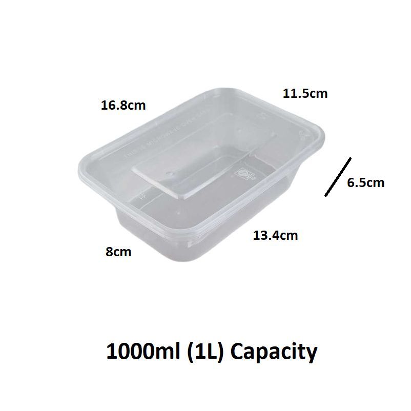 1000Ml Clear Plastic Reusable Food Lunch Snack Containers With Lids