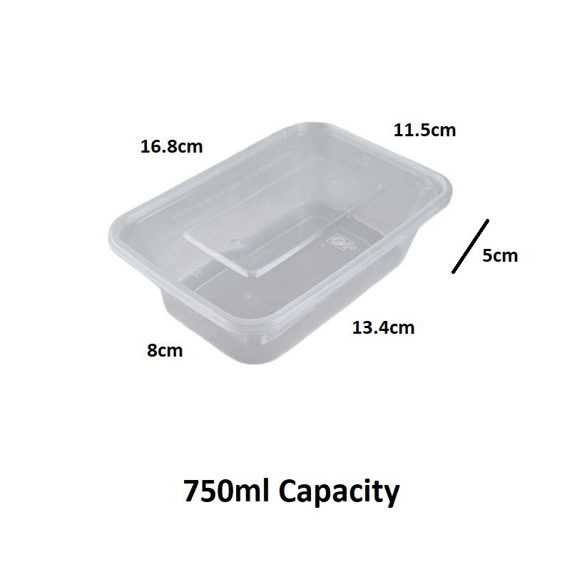 750Ml Clear Plastic Reusable Food Lunch Snack Containers With Lids