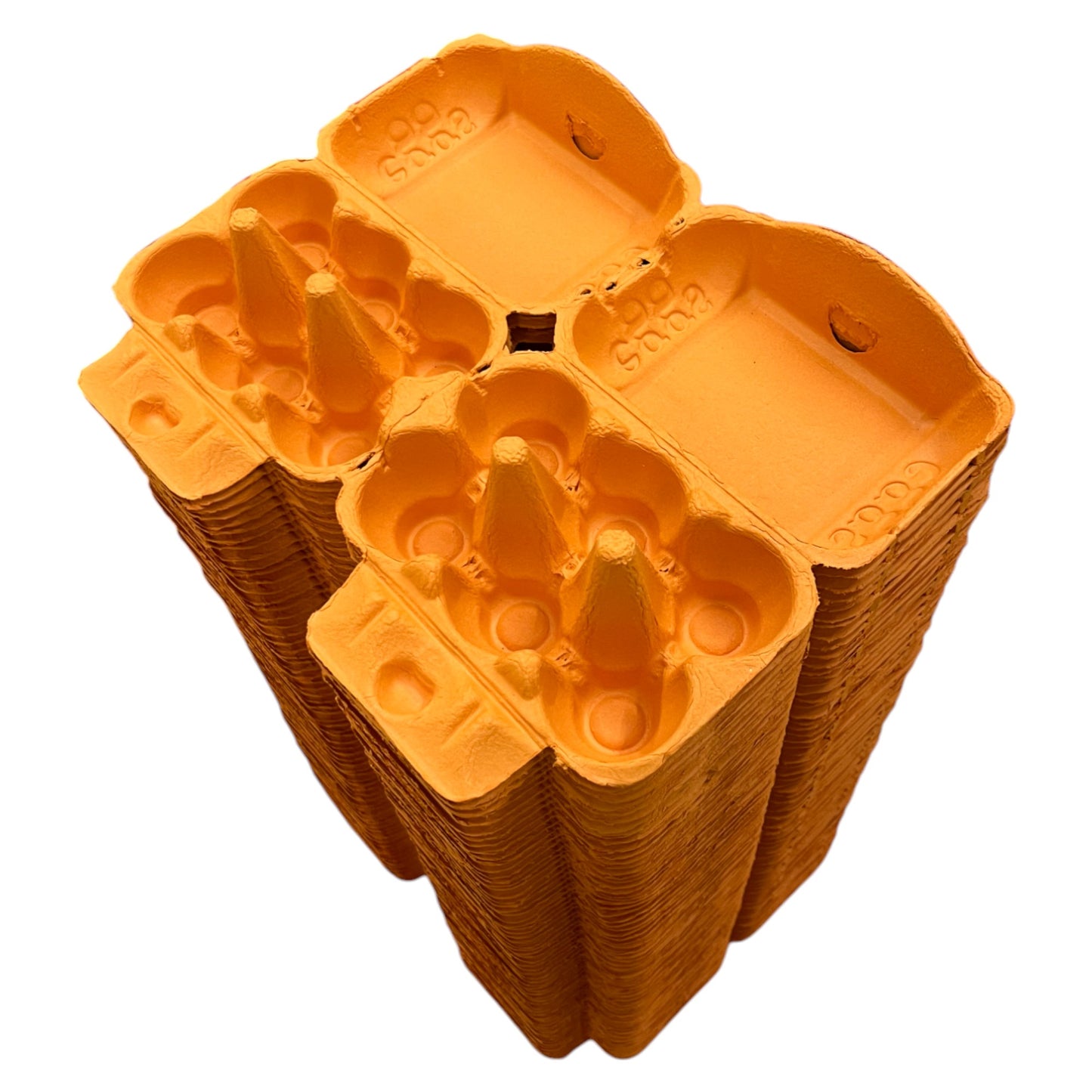 Twin Six Cartons For Two X Half-Dozen Eggs - Sun Orange Flat Top Carton