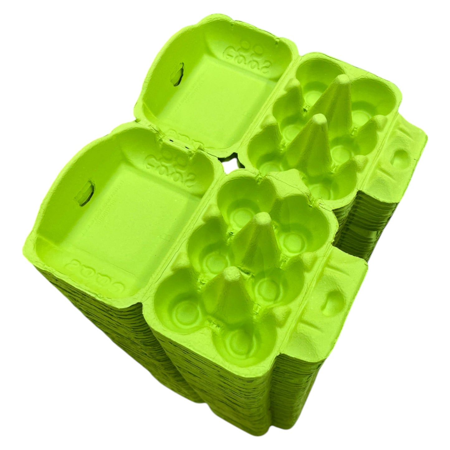 Twin Six Cartons For Two X Half-Dozen Eggs - Green Flat Top Carton