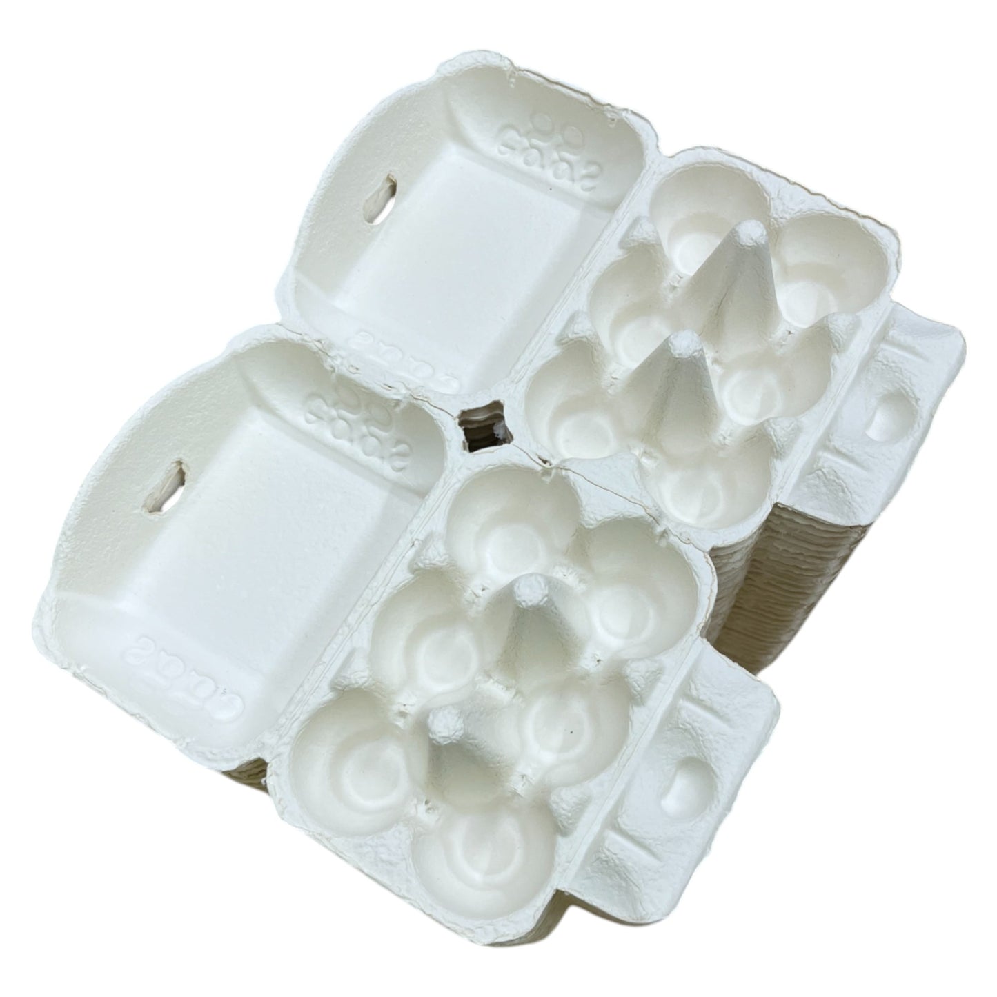 Twin Six Cartons For Two X Half-Dozen Eggs - White Flat Top Carton