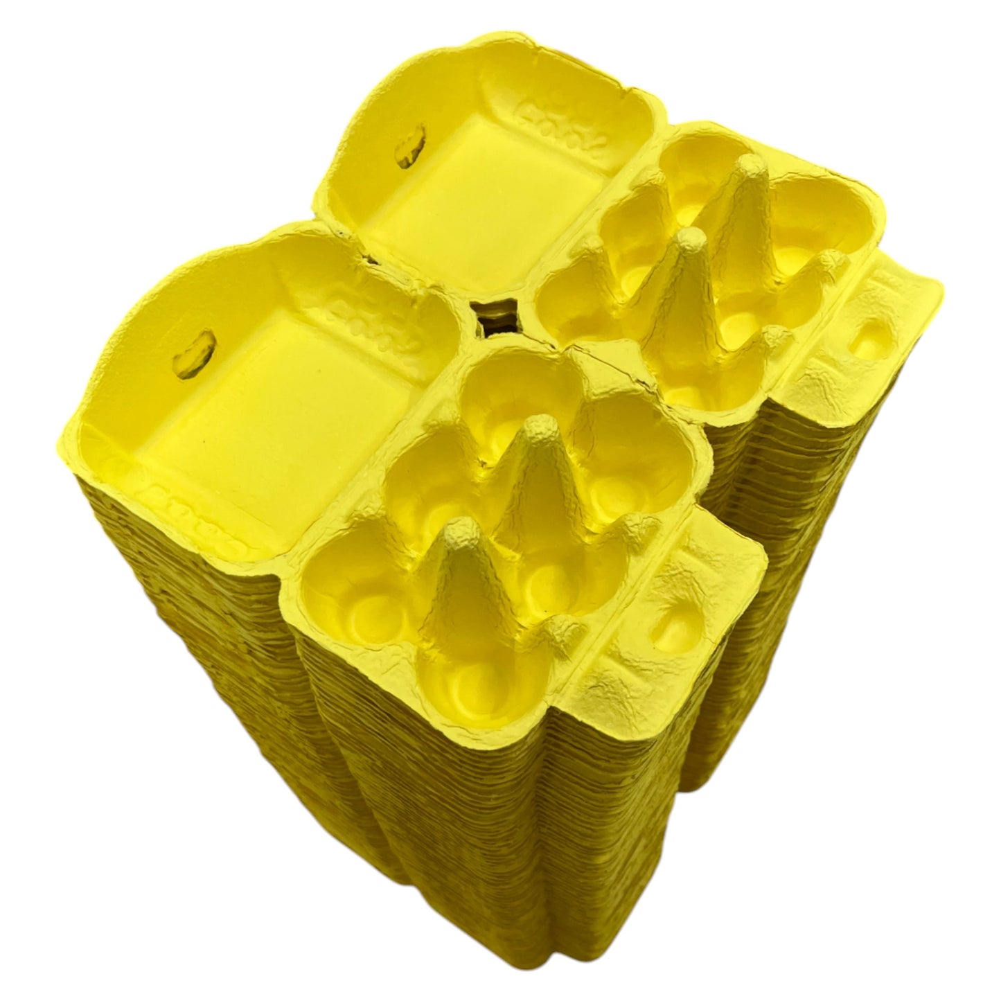 Twin Six Cartons For Two X Half-Dozen Eggs - Yellow Flat Top Carton