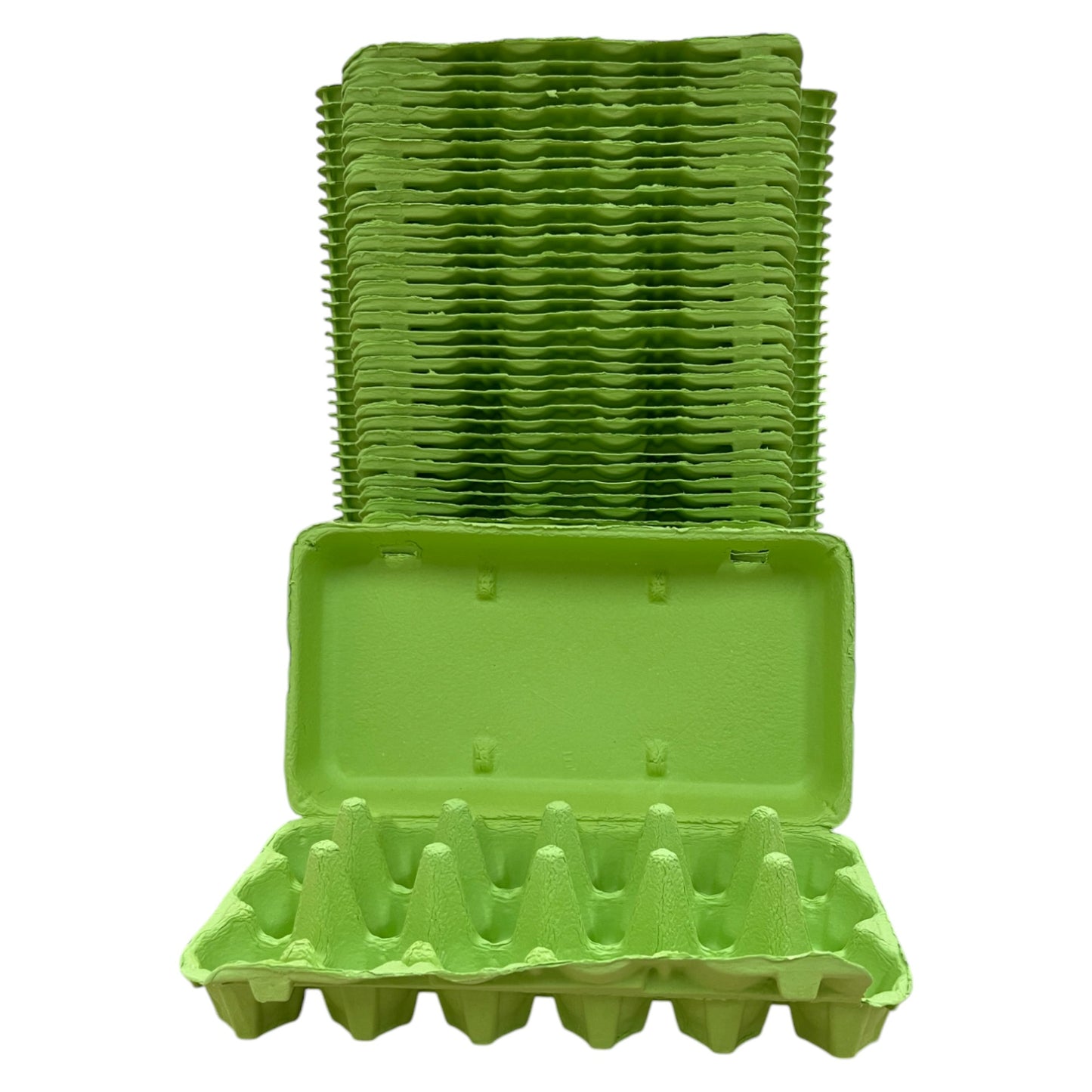 18-Egg Cartons For 1.5 Dozen Eggs - Lime Green Flat Top Carton