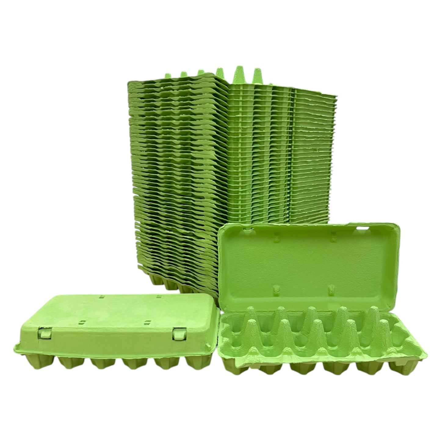 18-Egg Cartons For 1.5 Dozen Eggs - Lime Green Flat Top Carton