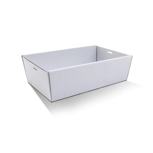 Medium White Disposable Catering Grazing Boxes Trays With Clear Frame Lids