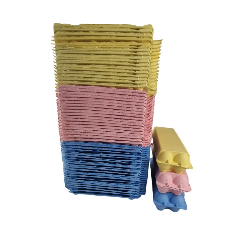 12-Egg Cartons For Full Dozen Eggs – Multicoloured Trio: Yellow/Pink/Light Blue Flat Top Carton