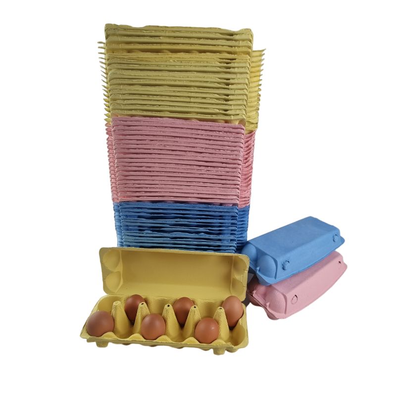 12-Egg Cartons For Full Dozen Eggs – Multicoloured Trio: Yellow/Pink/Light Blue Flat Top Carton