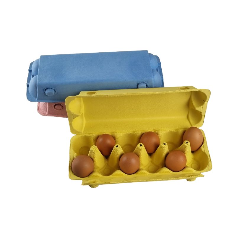 12-Egg Cartons For Full Dozen Eggs – Multicoloured Trio: Yellow/Pink/Light Blue Flat Top Carton