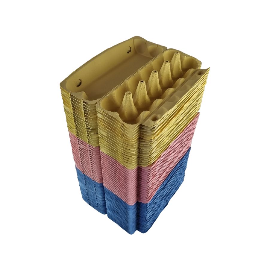 12-Egg Cartons For Full Dozen Eggs – Multicoloured Trio: Yellow/Pink/Light Blue Flat Top Carton